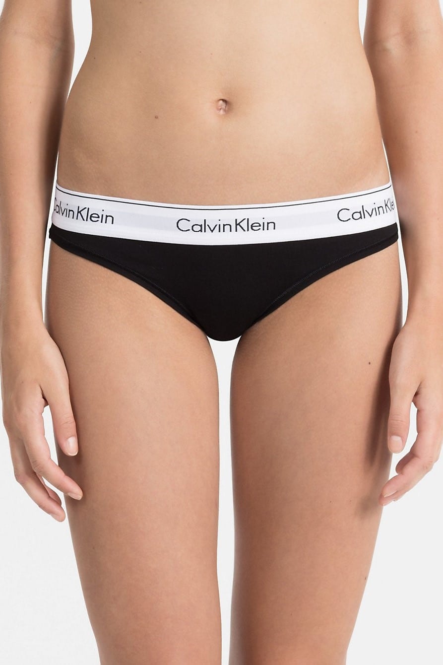 Calvin Klein černé kalhotky s bílou širokou gumou Bikini Slip