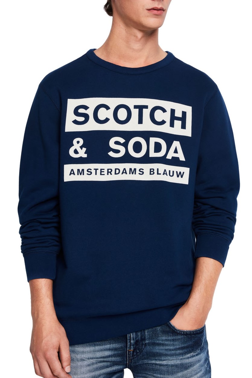 Scotch & Soda modrá pánská mikina Amsterdams Blauw