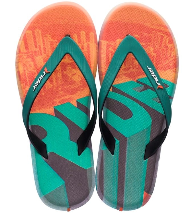 Rider barevné pánské žabky R1 Energy Ad Black/Green/Orange