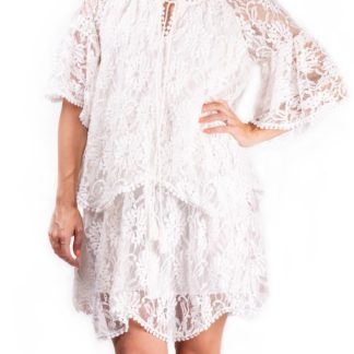 Simpo krajkové bílé dámské šaty Lace Up