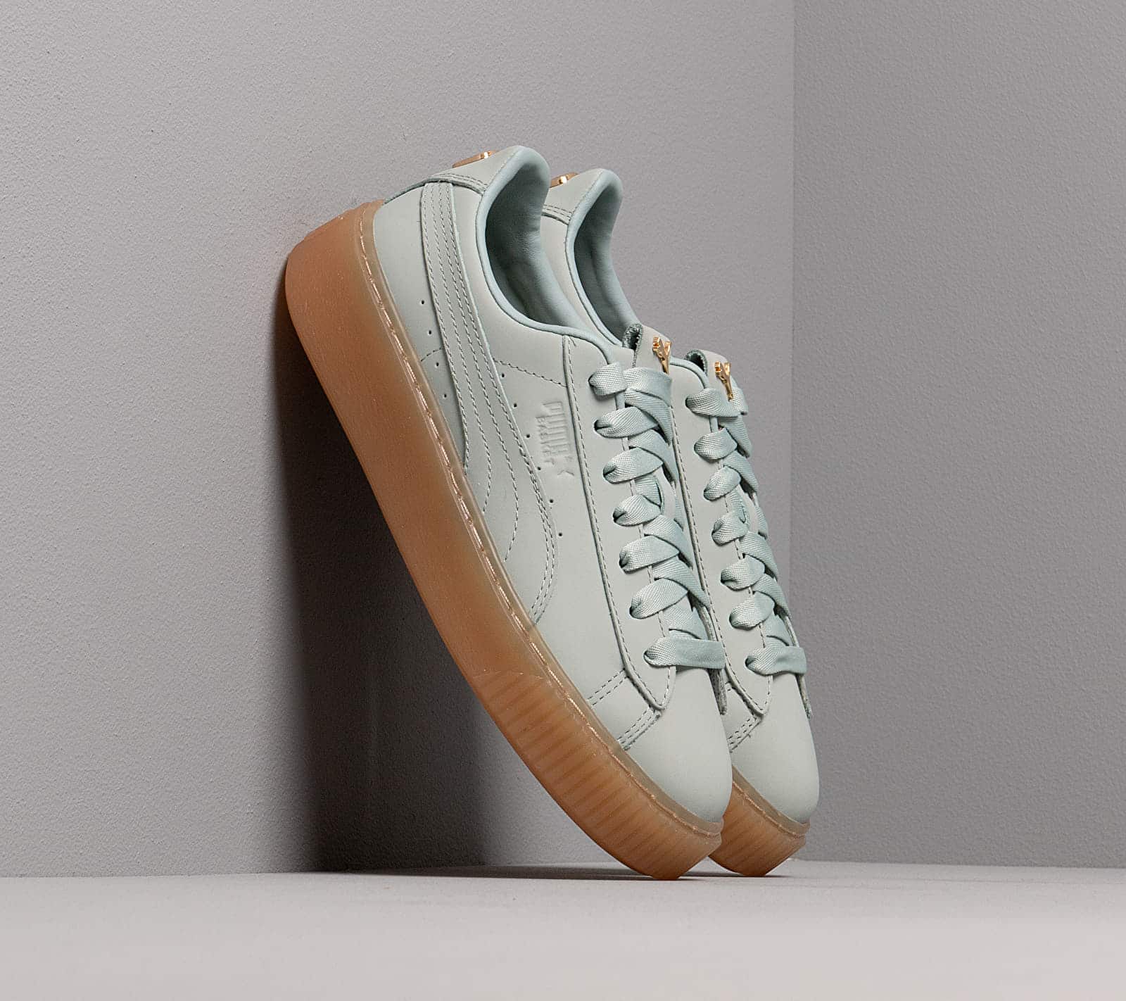Puma Platform Premium Logo Wn s Gray Mist-Puma Team Gold