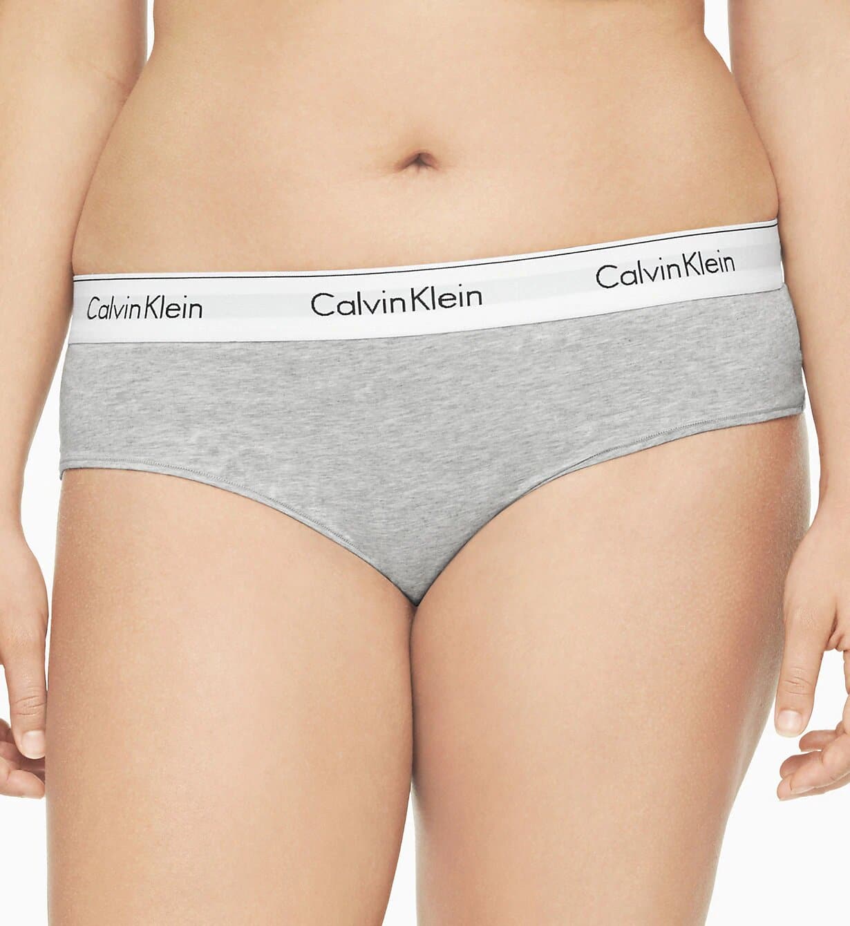 Calvin Klein šedé kalhotky Boyshort Modern Cotton Plus Size s širokou gumou
