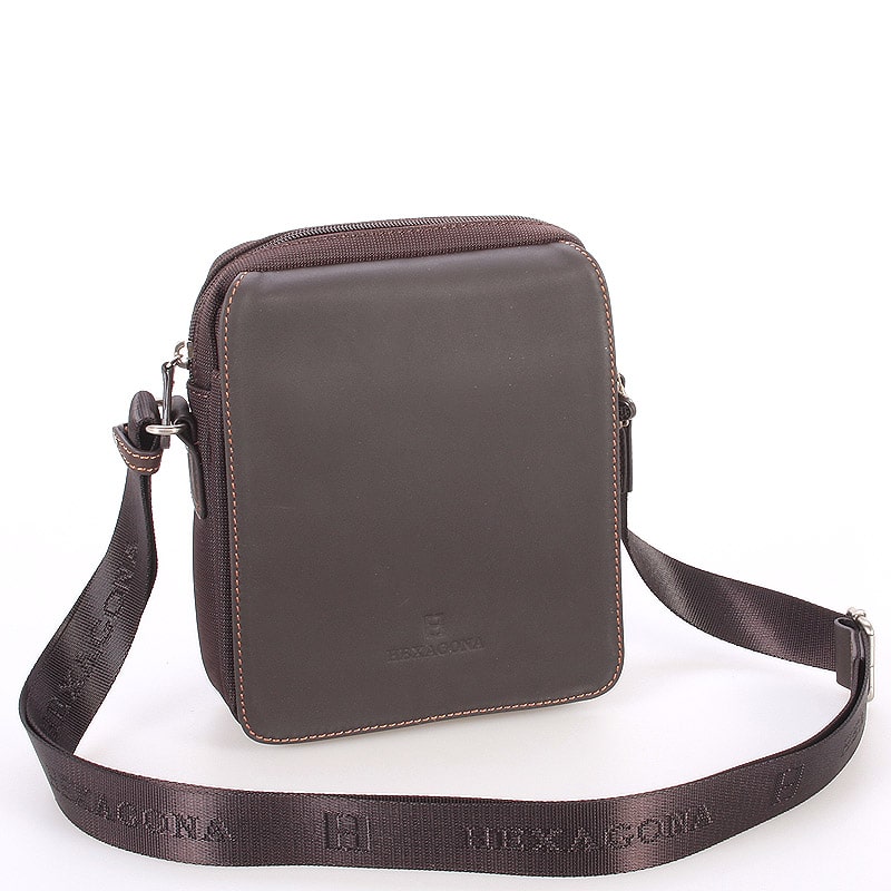 Tmavě hnědá kožená pánská taška přes rameno Hexagona 299162 hnědá