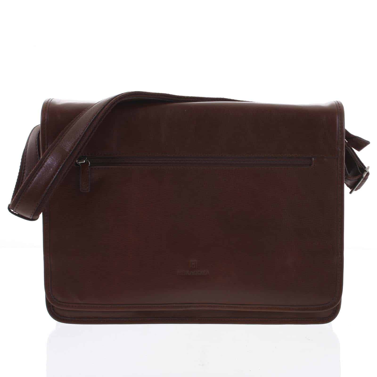 Kaštanově hnědá kožená business taška Hexagona 123482 hnědá