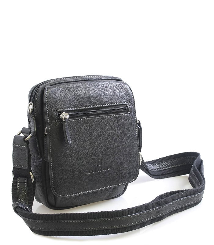 Luxusní černá kožená taška přes rameno Hexagona Xman černá