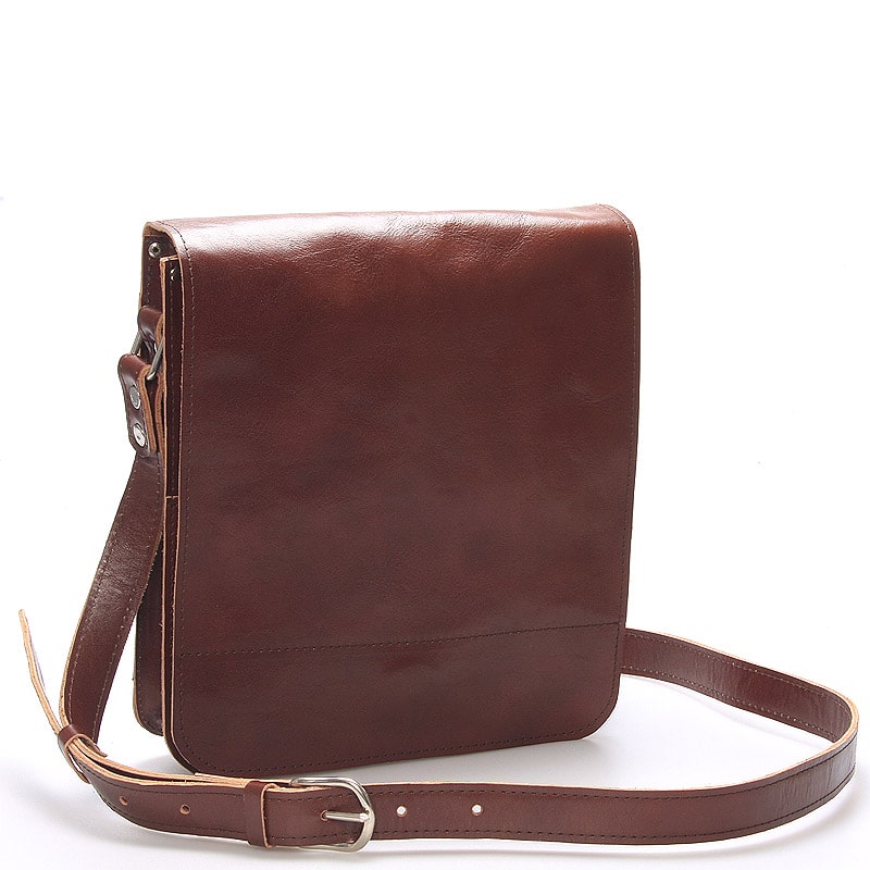 Hnědá luxusní kožená taška přes rameno Kabea Luxor-T hnědá