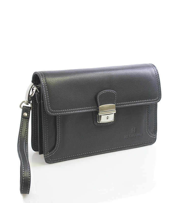 Pánské černé luxusní kožené etue Hexagona 69376 černá