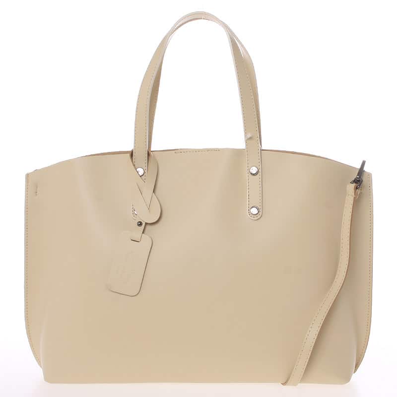 Béžová kožená kabelka do ruky ItalY Jordana béžová