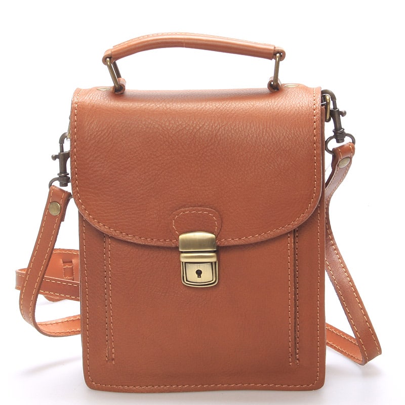 Pánské koňakové kožené etue ItalY Salvatore s uchem hnědá