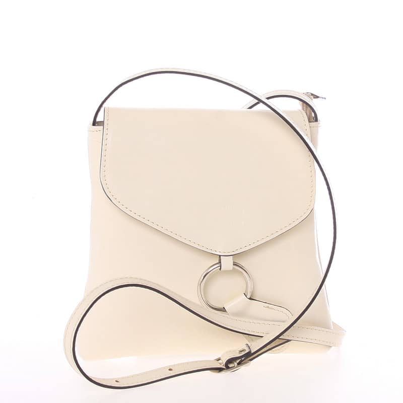 Dámská kožená crossbody kabelka béžová - ItalY Saffie béžová