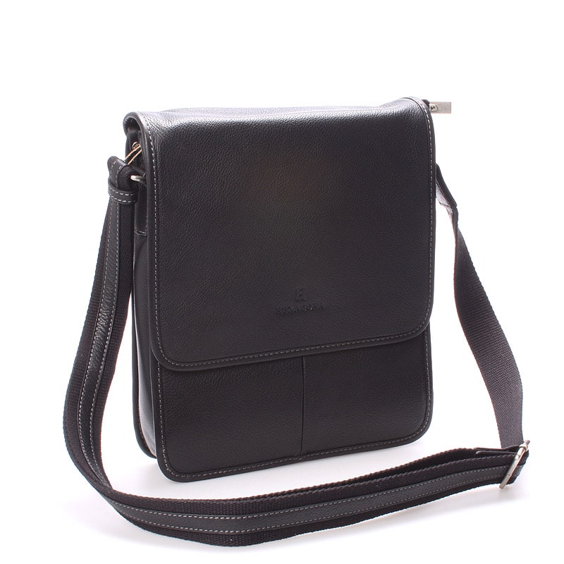 Luxusní pánská kožená taška přes rameno černá - Hexagona Marco černá