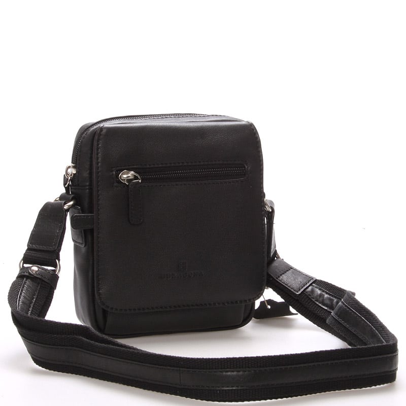 Luxusní pánská kožená taška přes rameno černá - Hexagona Eriq černá