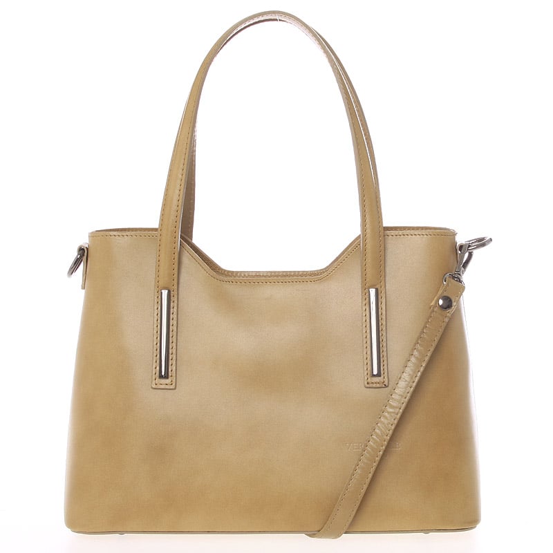 Střední kožená kabelka taupe - ItalY Chevell Taupe