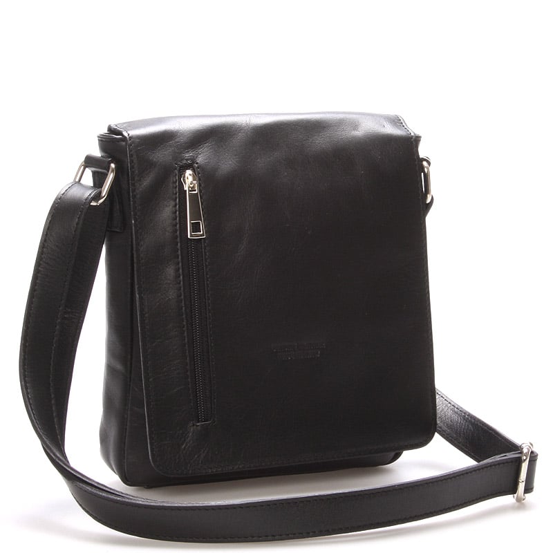 Módní střední černá kožená kabelka přes rameno - ItalY Lowell černá