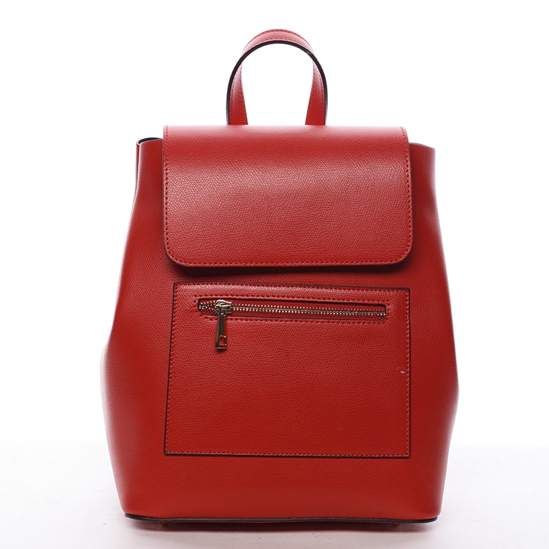 Dámský městský batoh kožený červený - ItalY Bernadea červená