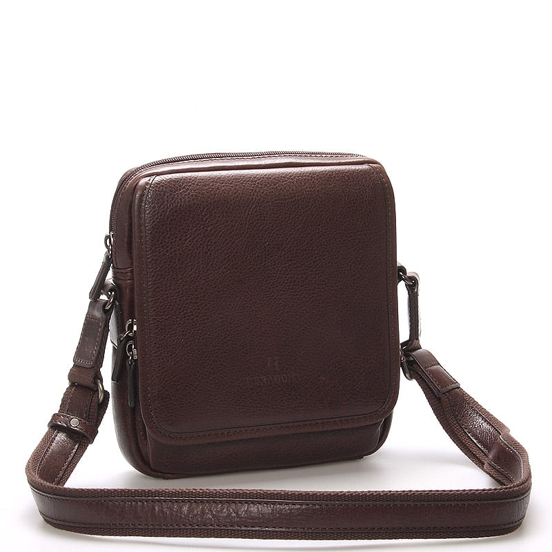 Luxusní hnědá kožená taška přes rameno Hexagona 129898 hnědá