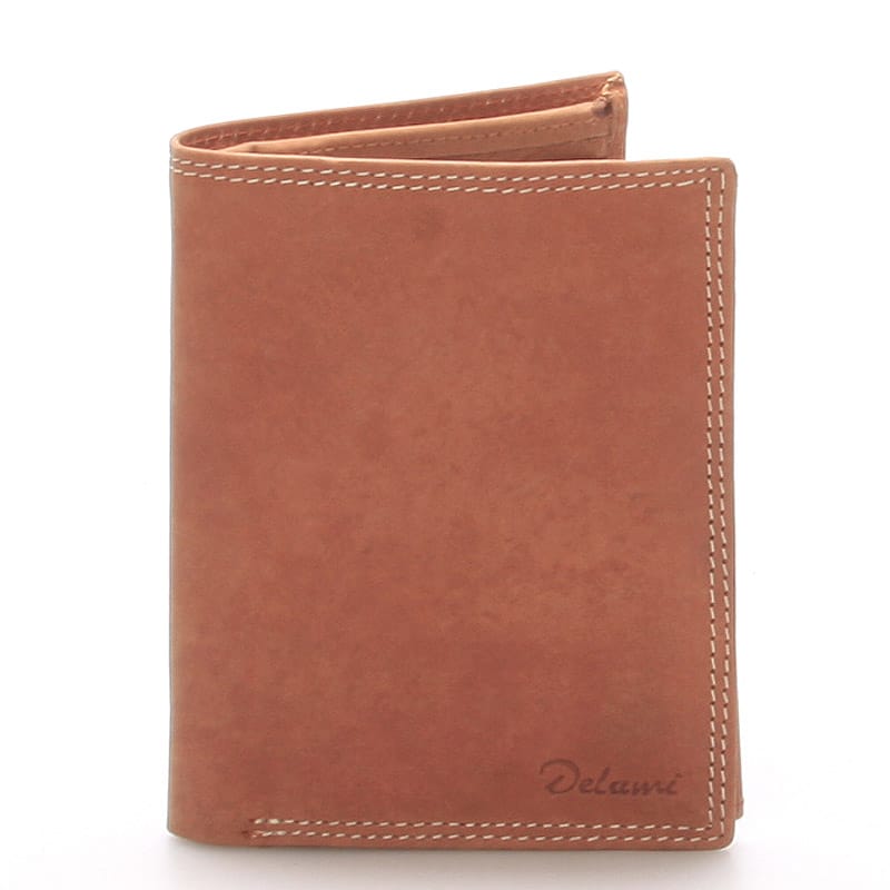 Pánská kožená peněženka světle hnědá - Delami Matt hnědá
