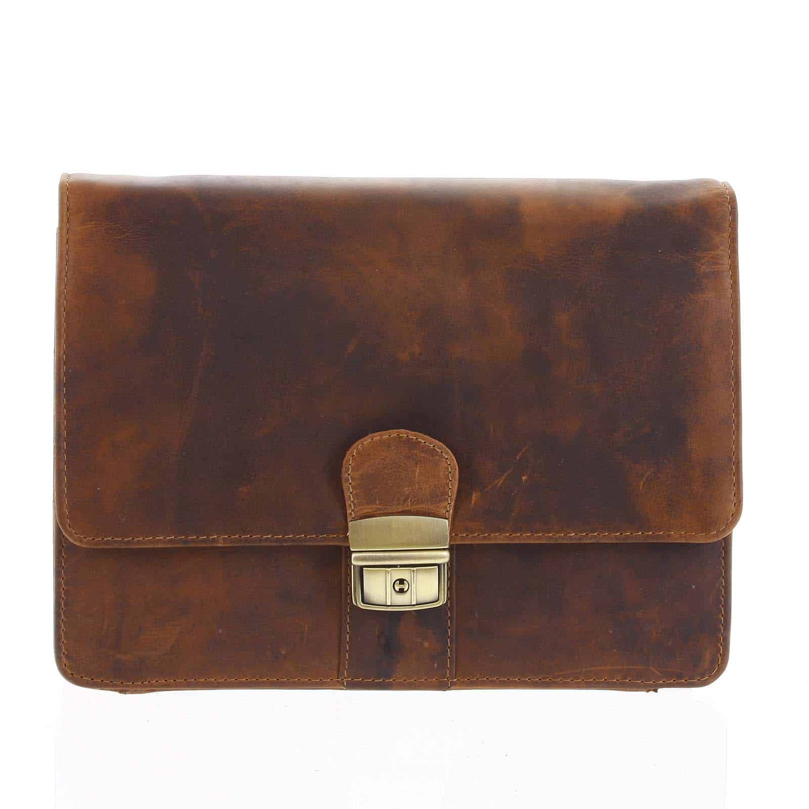 Pánské světle hnědé kožené etue 0802 s odnímatelným poutem hnědá