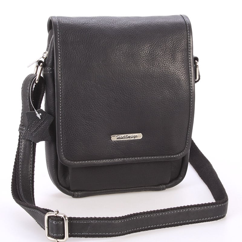 Černá luxusní kožená pánská taška - Sendi Design Heliodoros černá