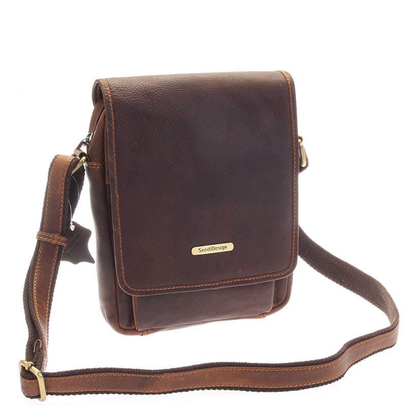 Hnědá luxusní kožená pánská taška - Sendi Design Heliodoros hnědá