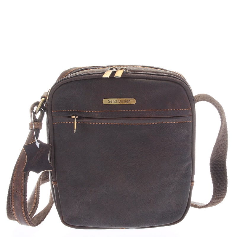 Hnědá pánská stylová kožená taška - Sendi Design Heracles hnědá