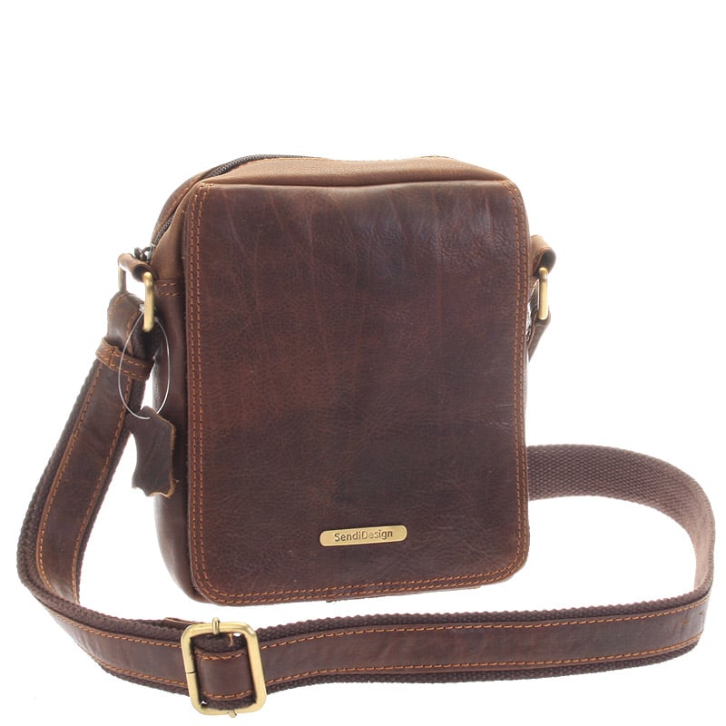 Menší hnědá pánská kožená taška - Sendi Design Merlin hnědá