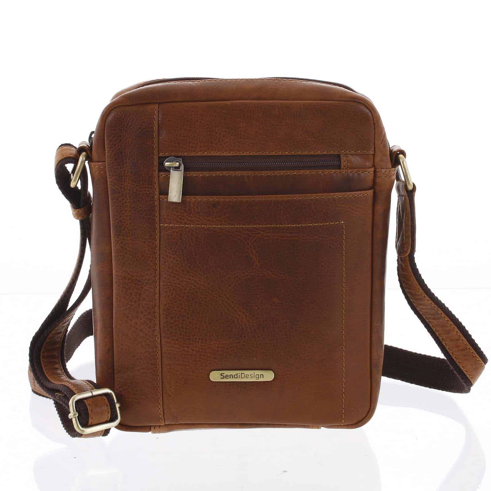 Perfektní pánská světle hnědá kožená taška - Sendi Design Halir hnědá