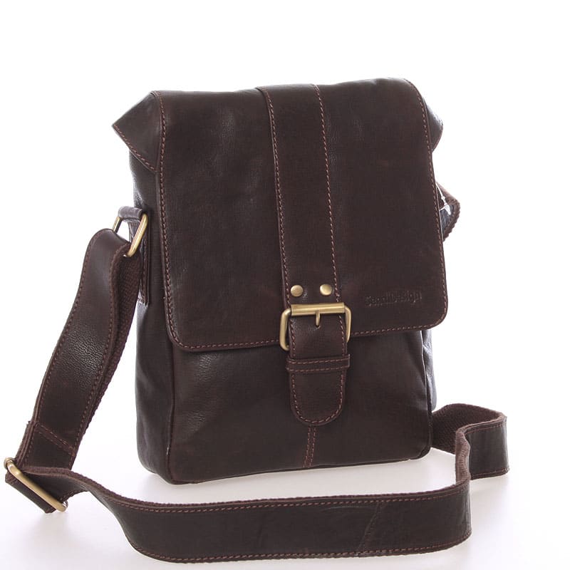 Střední pánská kožená crossbody brašna hnědá - SendiDesign Lysander hnědá