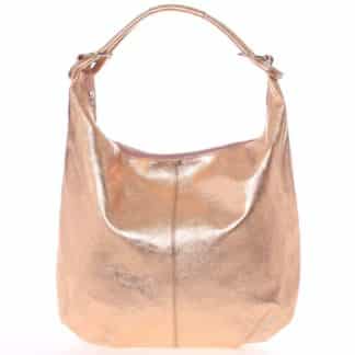 Velká kožená lesklá dámská kabelka růžová - ItalY Oceana růžová