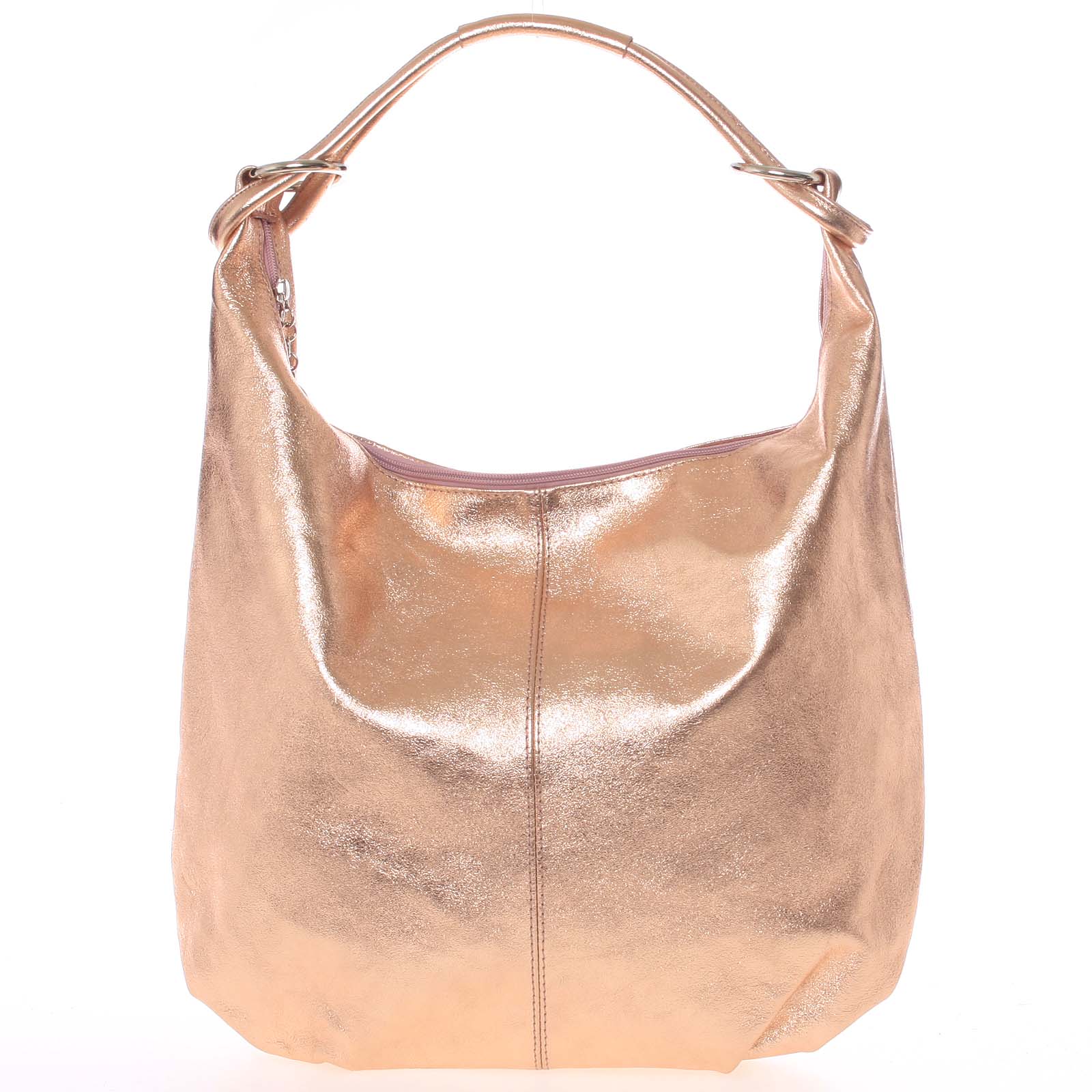 Velká kožená lesklá dámská kabelka růžová - ItalY Oceana růžová