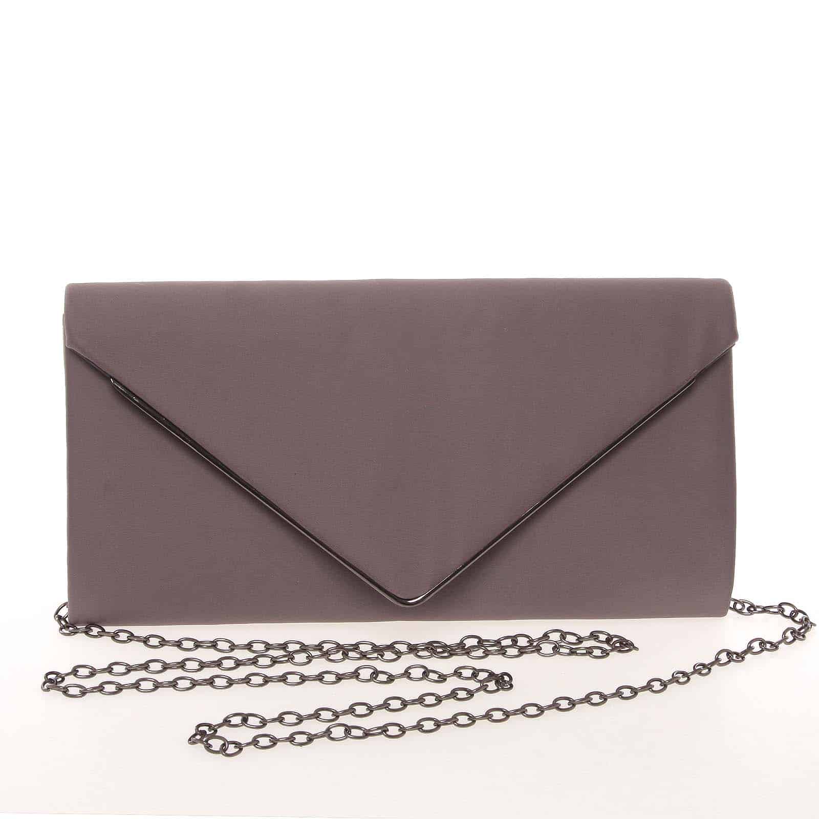 Moderní saténové dámské psaníčko tmavě šedé - Delami D697 šedá