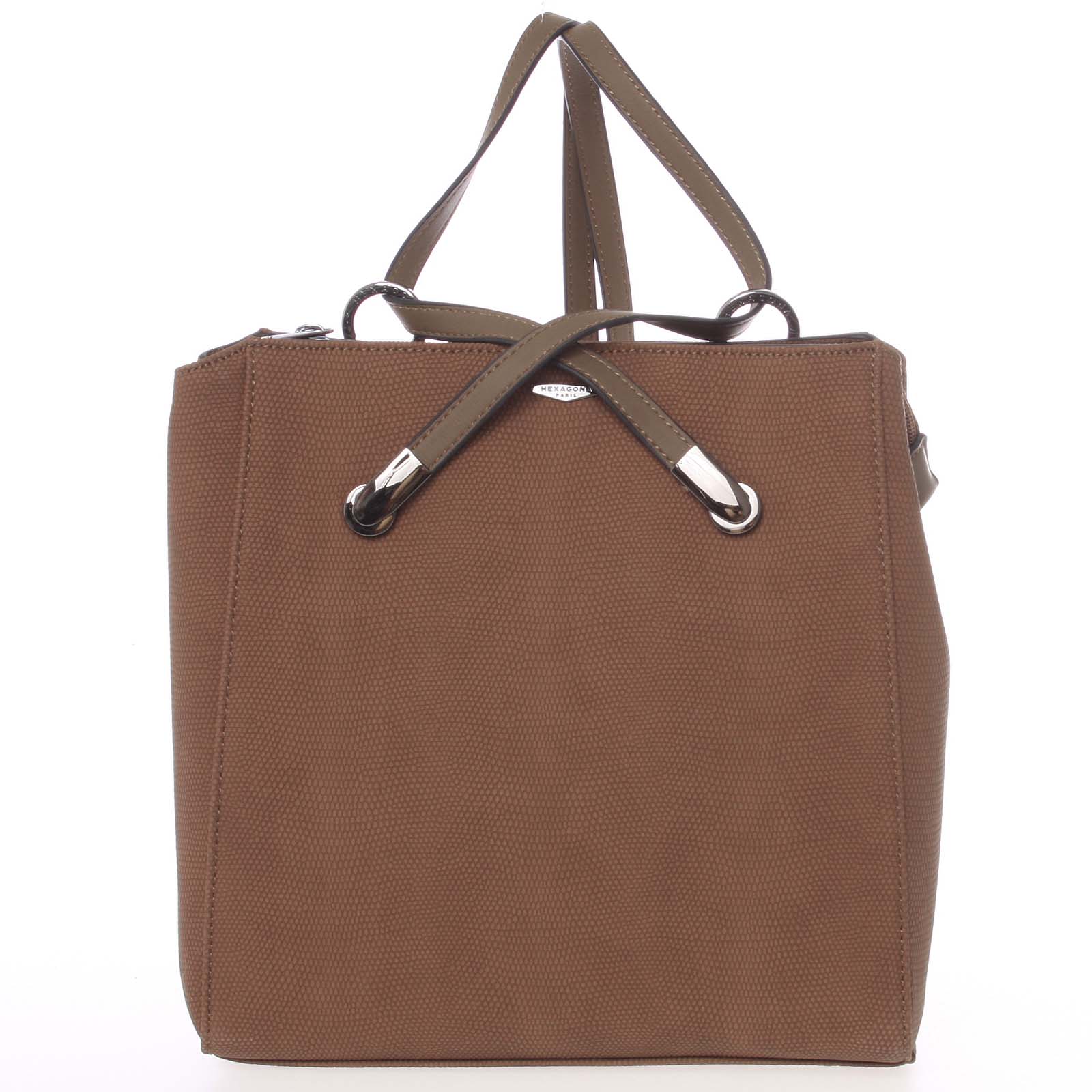 Elegantní strukturovaný hnědý batůžek/kabelka - Hexagona Bure hnědá