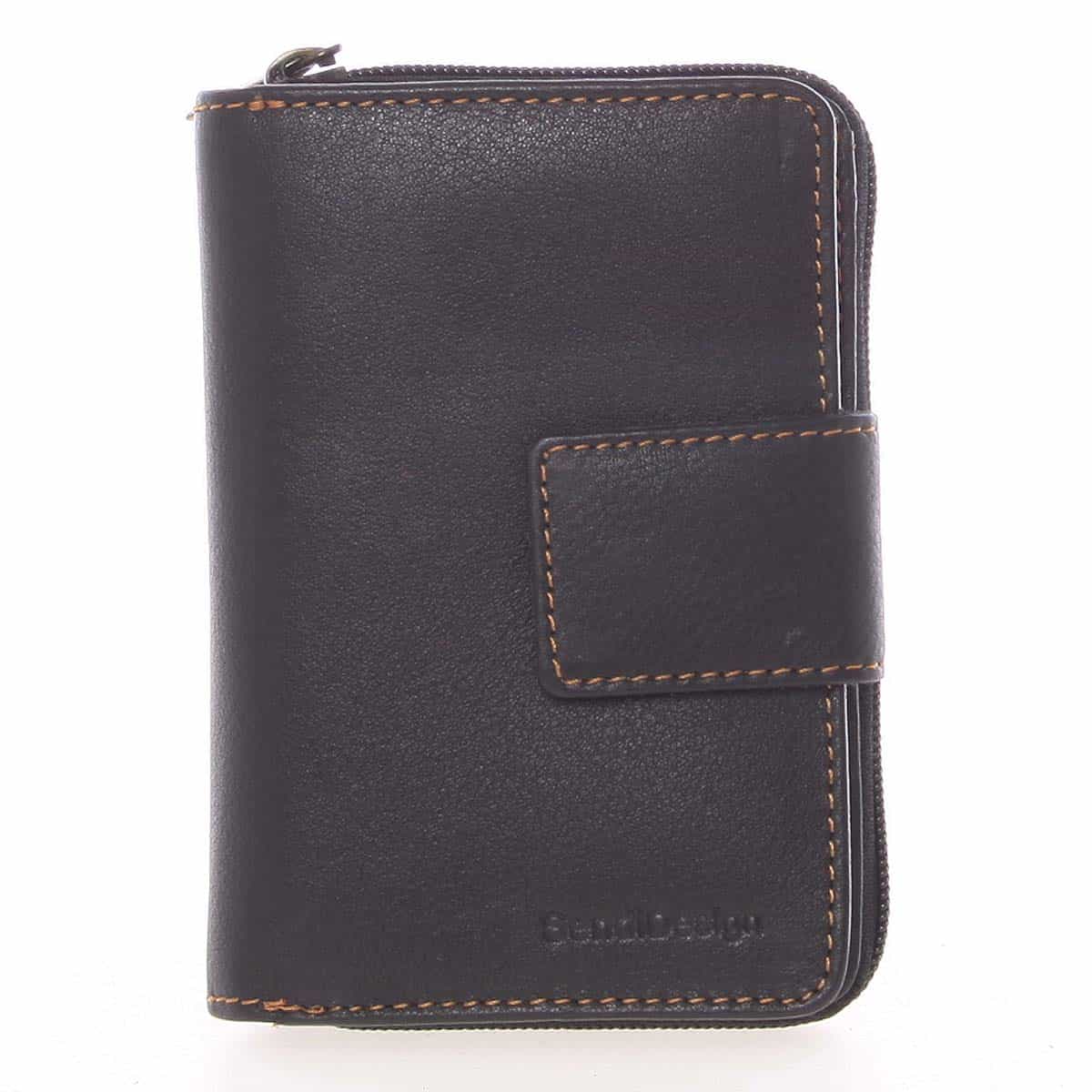 Kvalitní kožená dámská prošívaná peněženka černá - SendiDesign Reta  černá