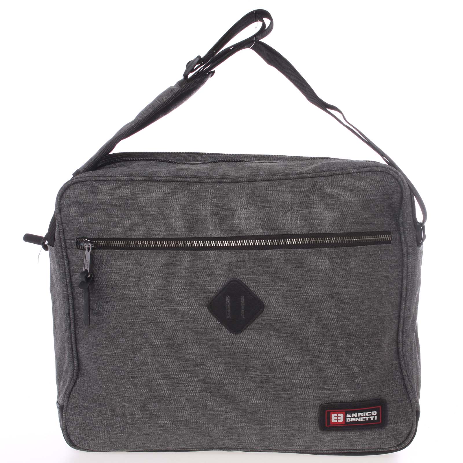 Tmavě šedá kabela přes rameno na doklady a notebook - Enrico Benetti Adam šedá