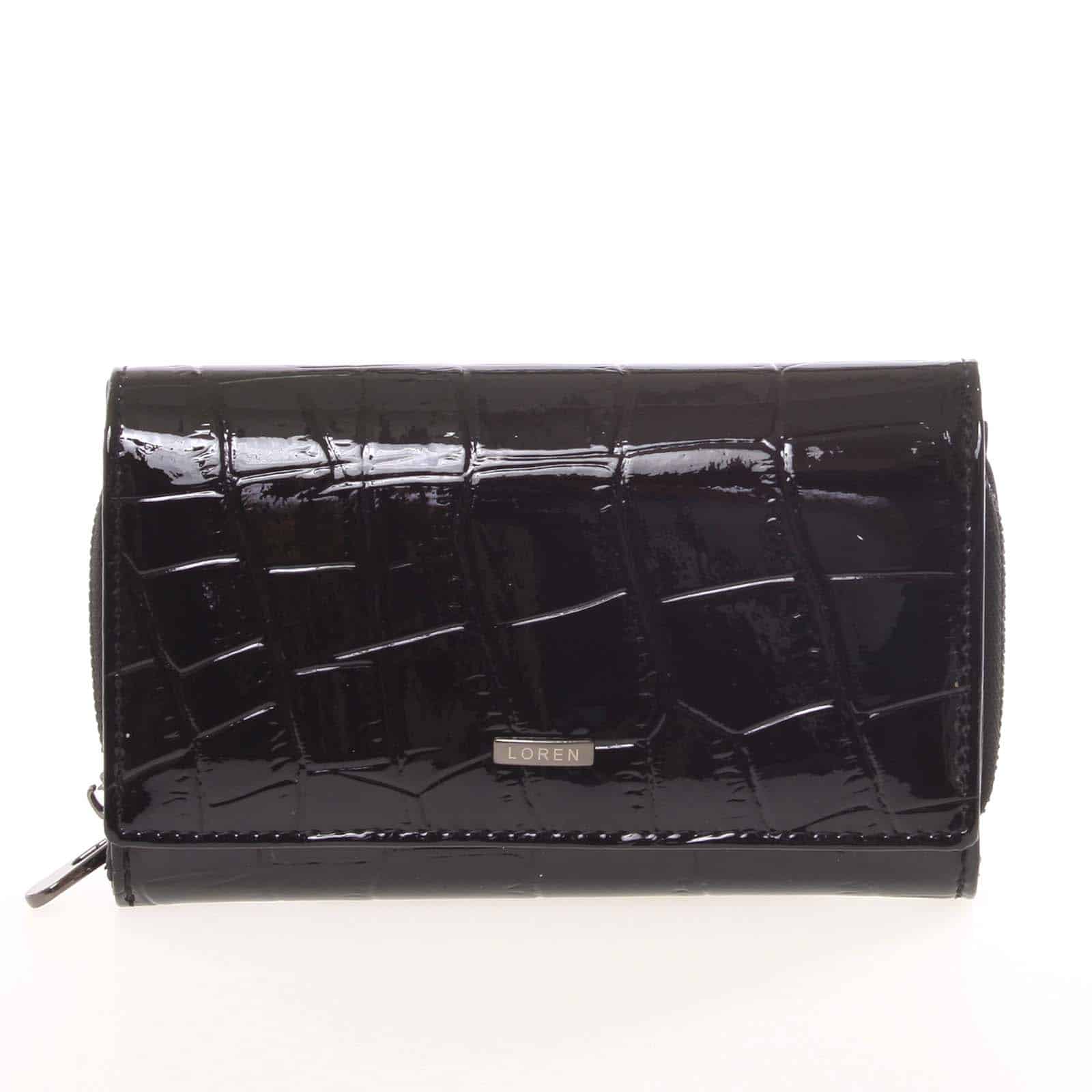Dámská černá lakovaná kroko peněženka - Loren Cobos černá
