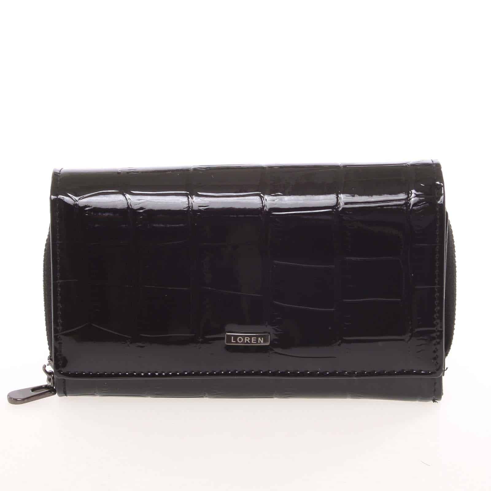 Dámská černá lakovaná kroko peněženka - Loren Cobo černá