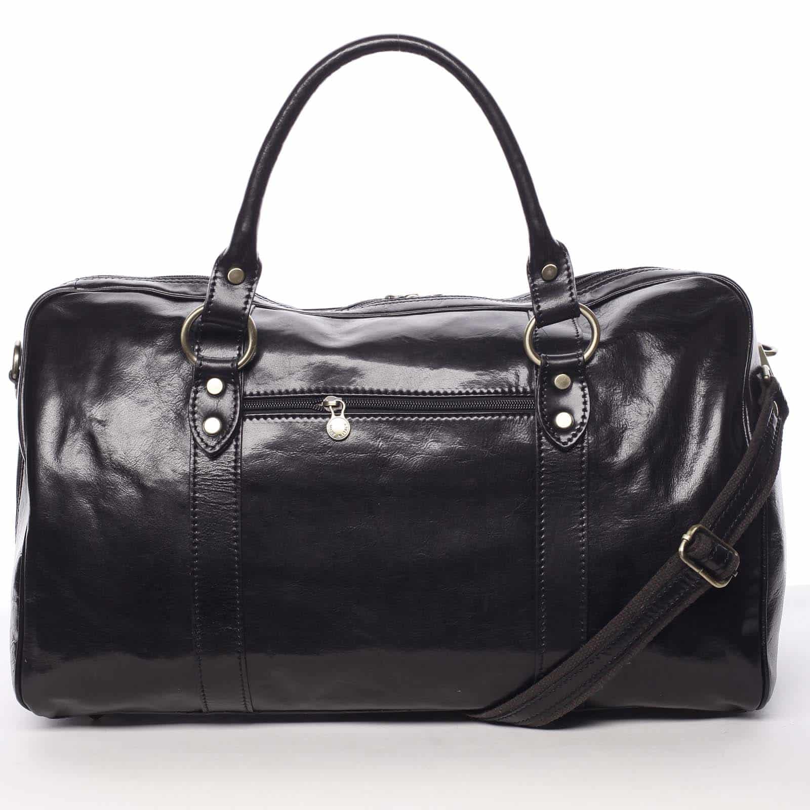 Velká cestovní kožená taška černá - ItalY Equado černá