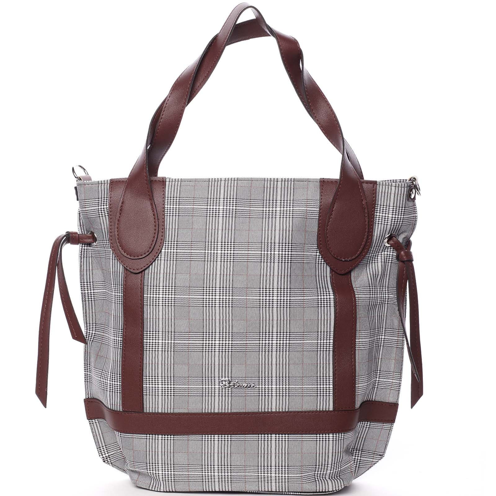 Originální károvaná dámská látková kabelka vínová - Delami Saniya vínová