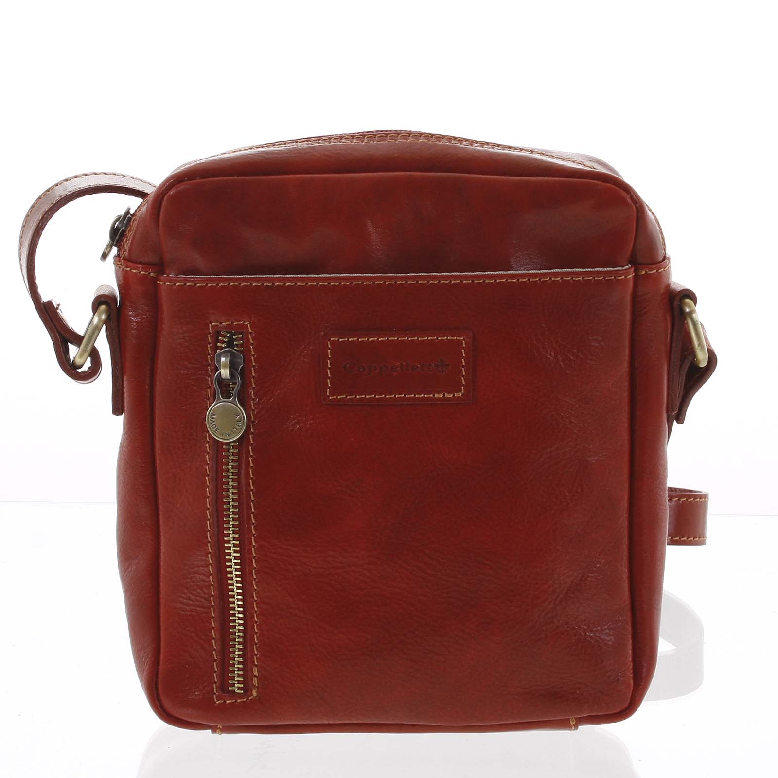 Kvalitní červená kožená pánská taška přes rameno - ItalY Sollis červená