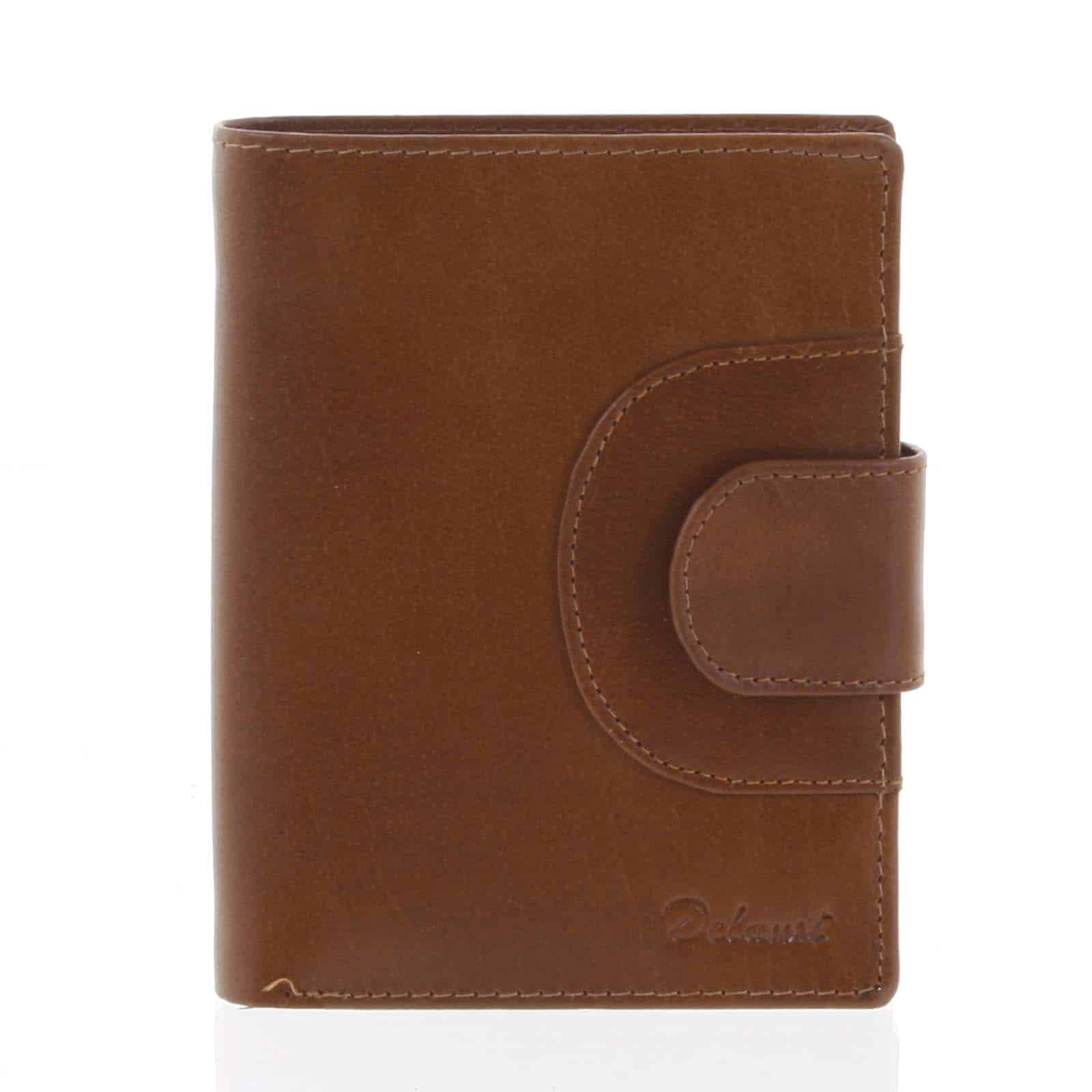 Elegantní pánská kožená světle hnědá peněženka - Delami Norm hnědá