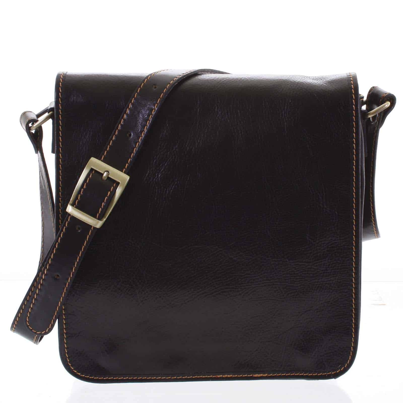 Pánská luxusní kožená taška přes rameno tmavě hnědá - ItalY Jamar hnědá