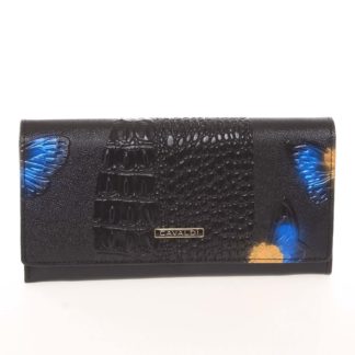 Dámská polokožená modrá peněženka se vzorem - Cavaldi PN22BFC modrá