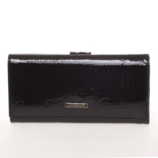 Lakovaná kožená černá peněženka s jemným vzorem - Lorenti 72031RSBF černá