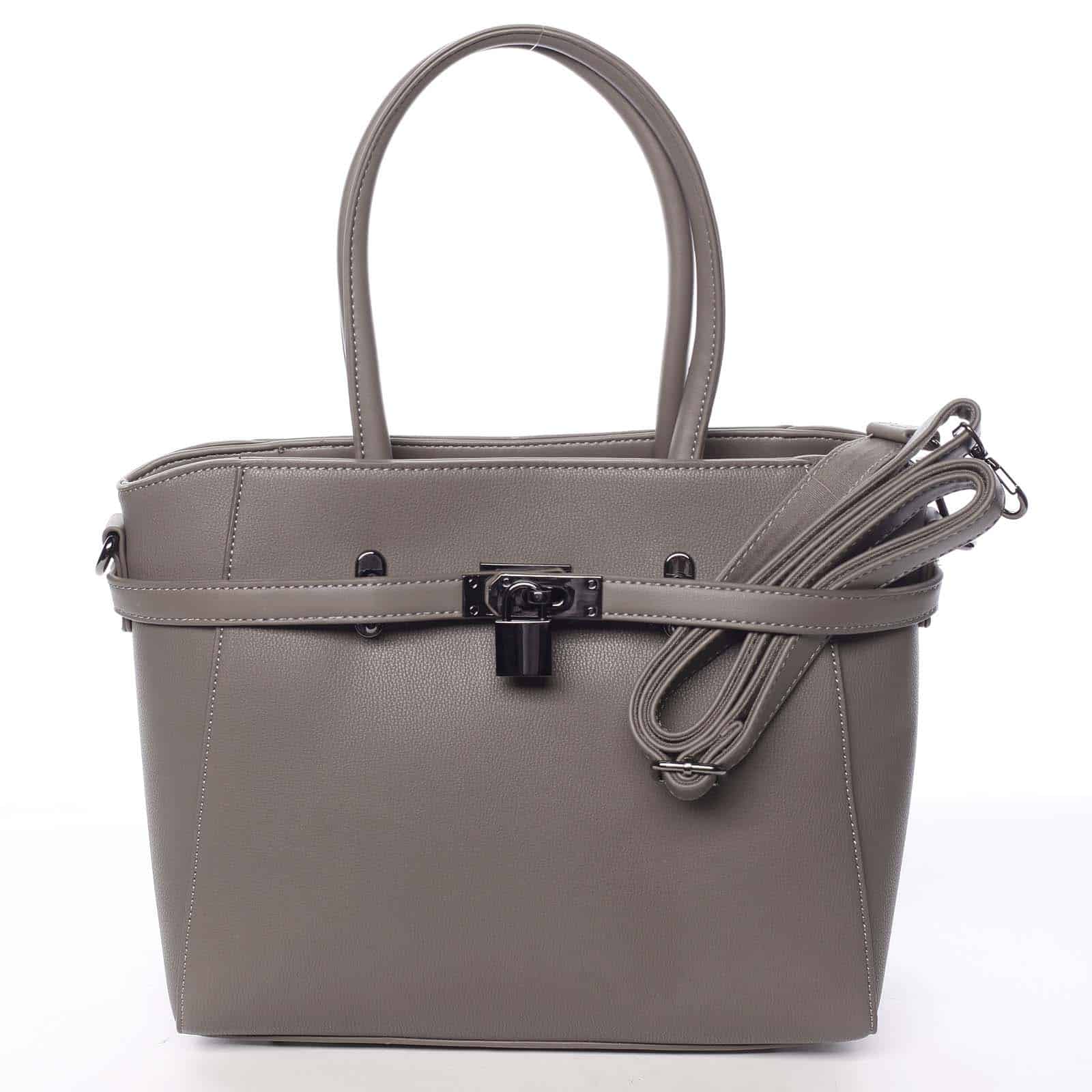 Luxusní stylová menší tmavá taupe kabelka do ruky - David Jones Haless Taupe