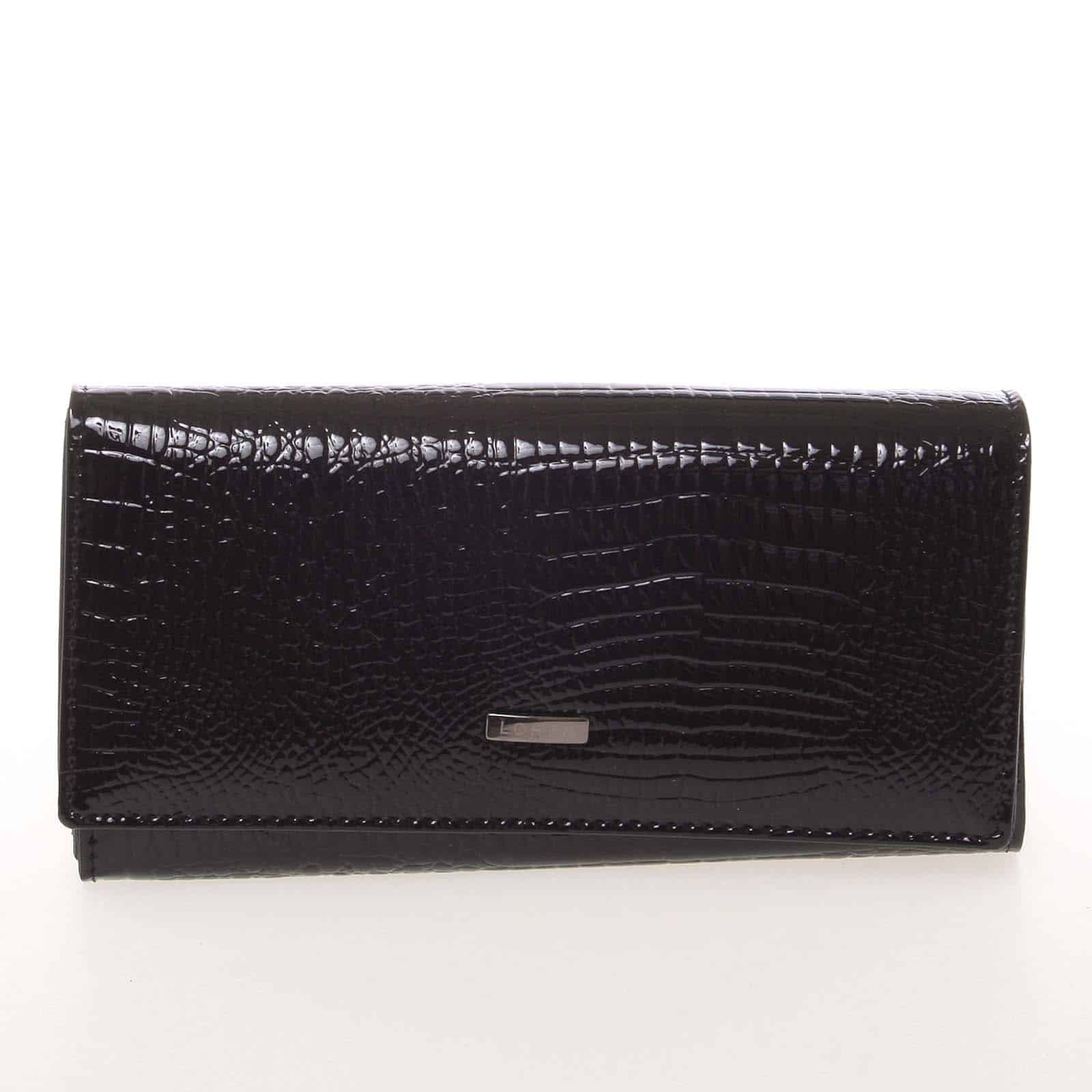 Elegantní lakovaná kožená černá peněženka - Loren 64003RS černá