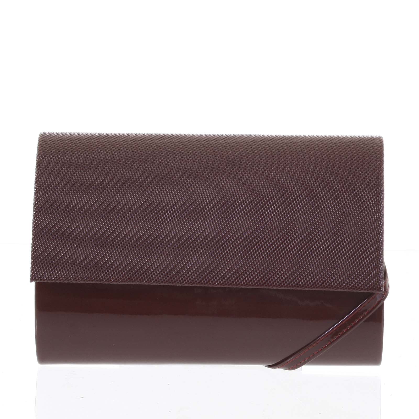 Elegantní dámské lakované vínové psaníčko se vzorovanou klopou - Delami Krassa vínová