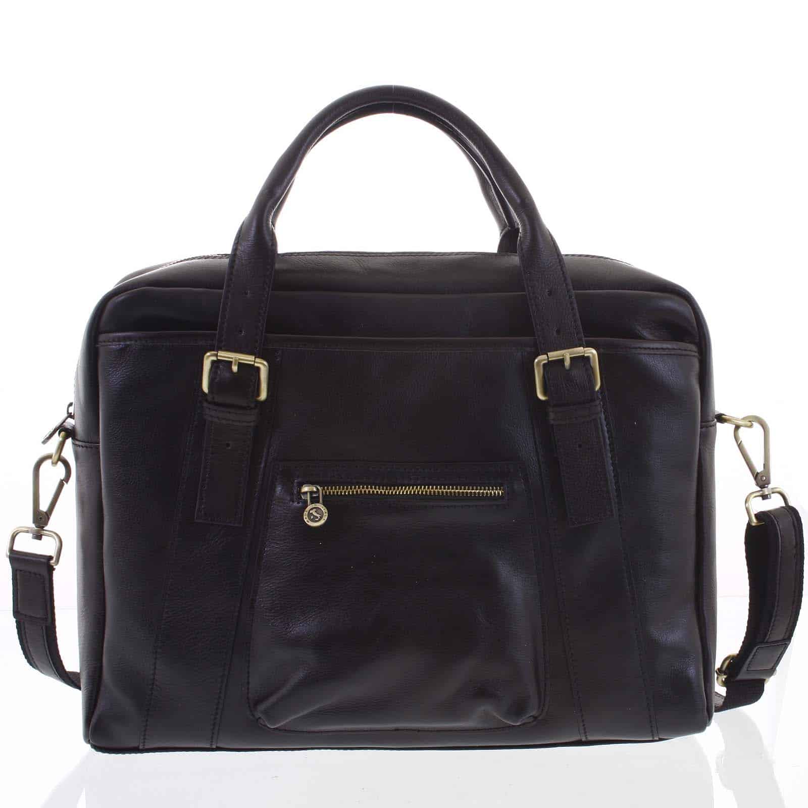 Kožená větší business taška černá - ItalY Fabio černá