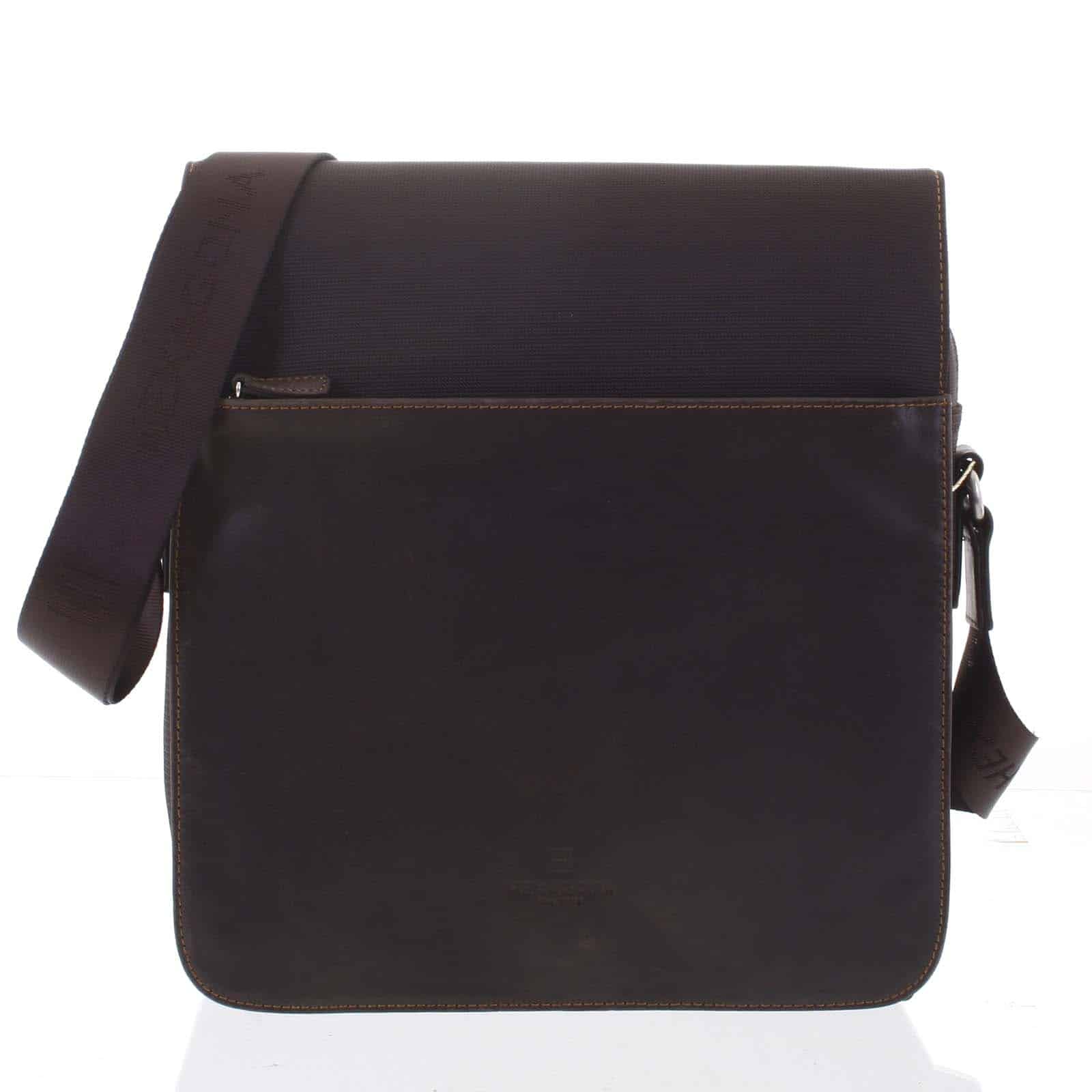 Moderní polokožená kožená taška hnědá - Hexagona Cendrik hnědá