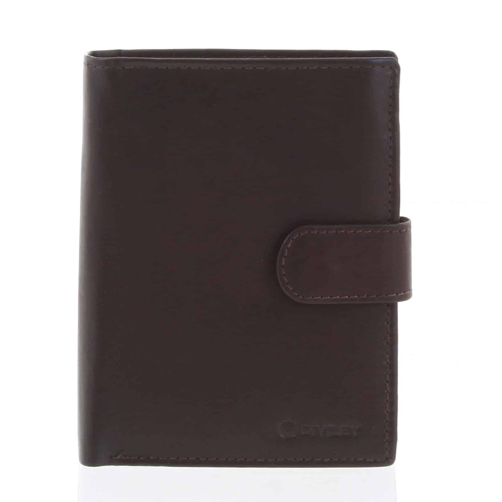 Větší pánská hnědá kožená peněženka se zápinkou - Diviley Heelal hnědá