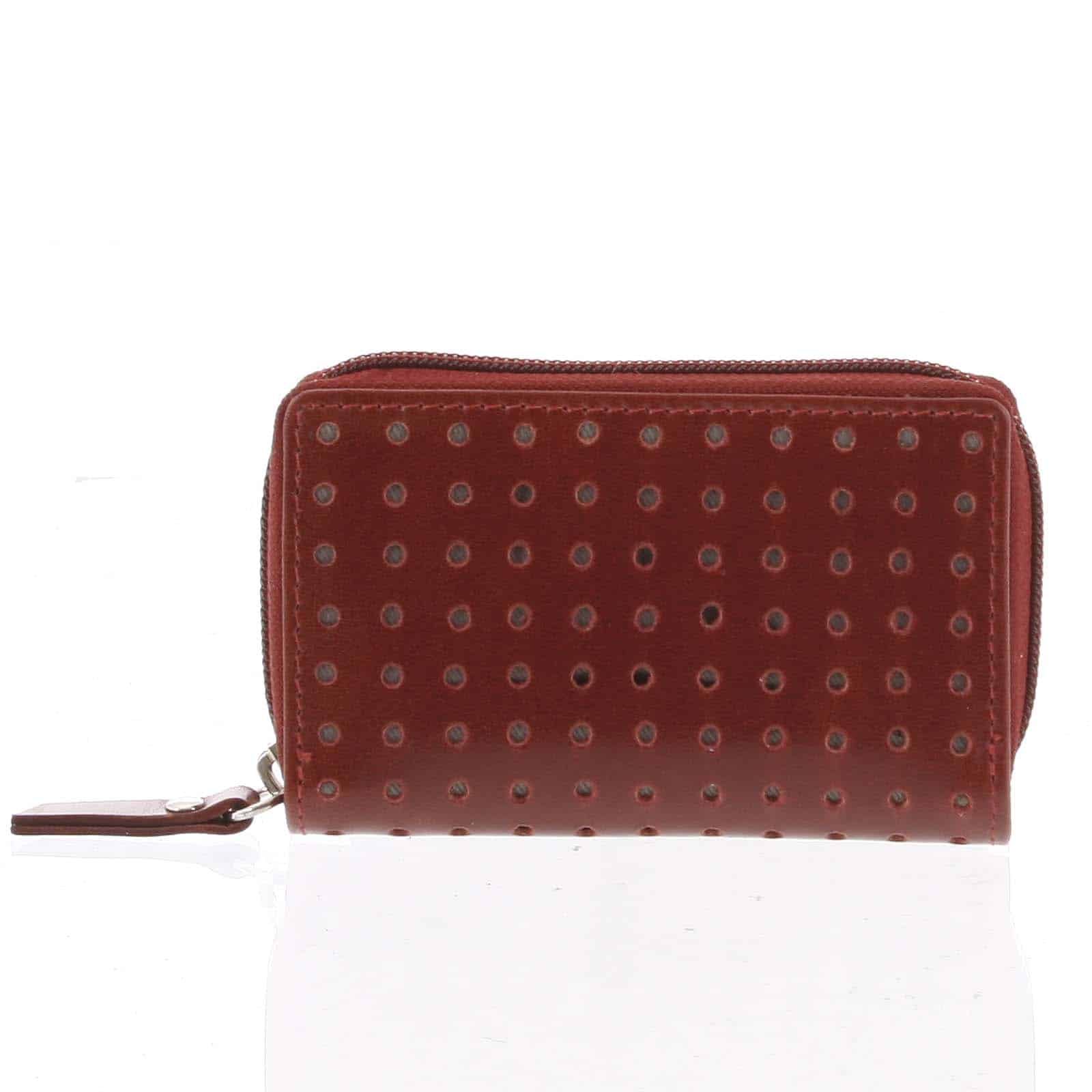 Perforované kožené pouzdro na kreditní karty červené - Tomas Veeze červená